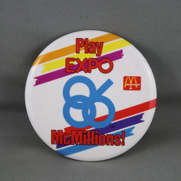 McDonald's Other - Vintage McDonalds Pin - Play Expo 86 McMillions - Celluloid Pin
